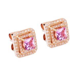 Pendientes de oro rosa con zafiros y diamantes
