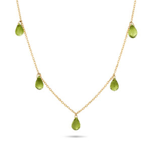 Collar de oro amarillo y peridotos