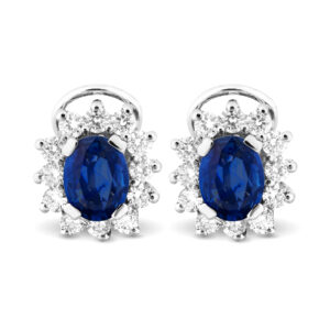 Pendientes de oro blanco, diamantes y zafiros