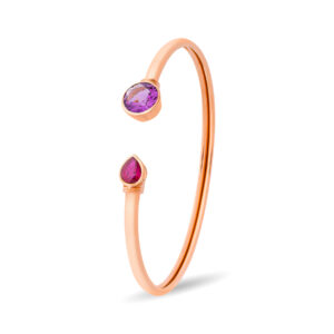 Brazalete de oro rosa, amatista y turmalina rosa