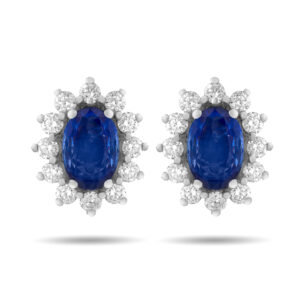 Pendientes de oro blanco, diamantes y zafiros