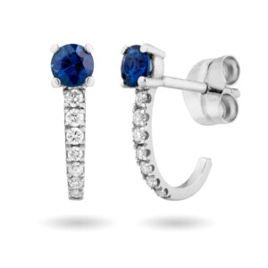 Pendientes de oro blanco, diamantes y zafiros