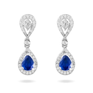 Pendientes de oro blanco con zafiros y diamantes